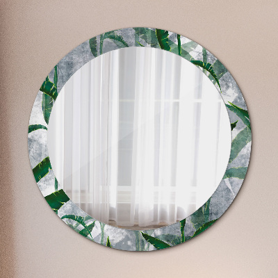 Lustro z nadrukiem dekoracyjne okrągłe Tropikalne liście