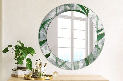 Lustro z nadrukiem dekoracyjne okrągłe Tropikalne liście