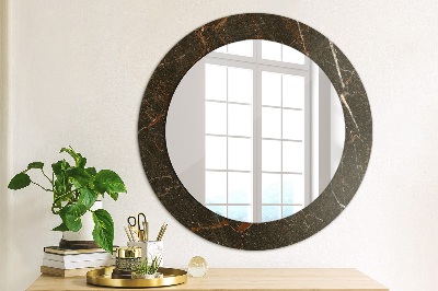 Lustro z nadrukiem dekoracyjne okrągłe Brązowy marmur