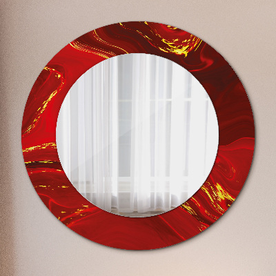 Lustro z nadrukiem dekoracyjne okrągłe Czerwony marmur