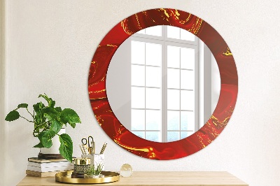 Lustro z nadrukiem dekoracyjne okrągłe Czerwony marmur