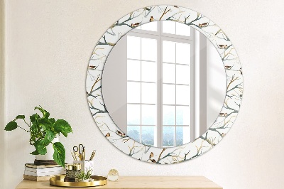 Lustro dekoracyjne okrągłe Wróbelki ptaki gałęzie