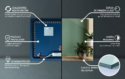 Lustro wiszące prostokątne z podświetleniem LED