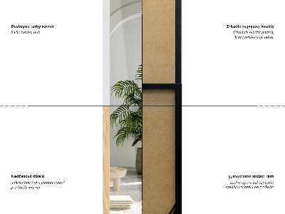 Stojące lustro w ramie o dębowym kolorze 36x156 cm