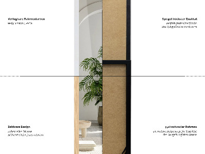 Stojące lustro w ramie o dębowym kolorze 36x156 cm