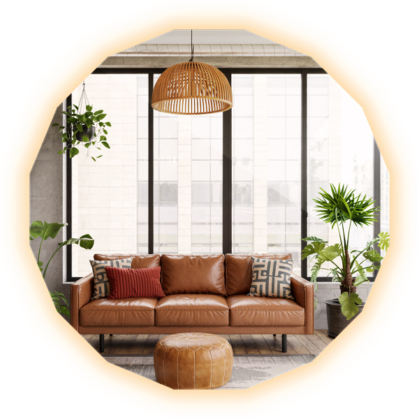 Lustro w kształcie wielościanu z podświetleniem LED