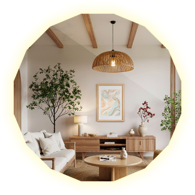 Lustro w kształcie wielościanu z podświetleniem LED