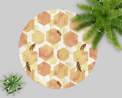 Podkładka okrągła pod krzesło Pszczoły plastry miodu