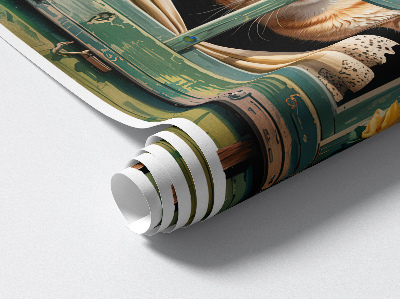 Plakat okno 75x100 Kotek w oknie