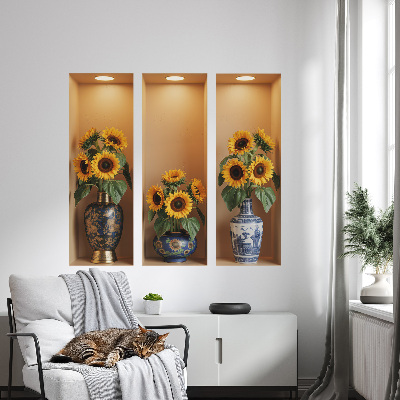Naklejka przestrzenna 3D na ścianę 100x91 Słoneczniki bukiety