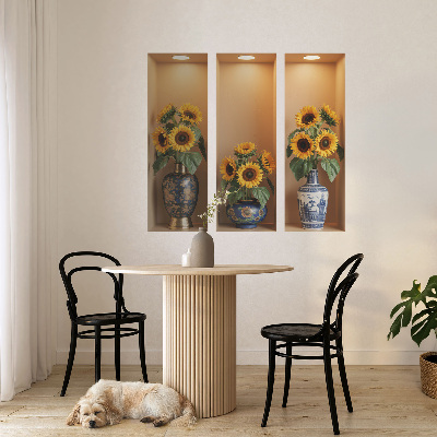 Naklejka przestrzenna 3D na ścianę 100x91 Słoneczniki bukiety