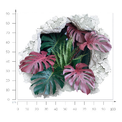 Fototapeta dziura w ścianie 100x91 Tropikalna kompozycja