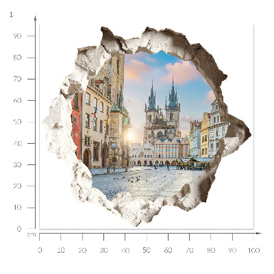 Fototapeta dziura w ścianie 100x95 Rynek miasta