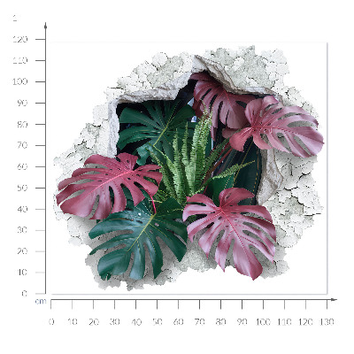 Fototapeta dziura w ścianie 130x118 Tropikalna kompozycja