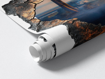 Fototapeta 3D dziura w ścianie 58x60 Przemysłowy krajobraz