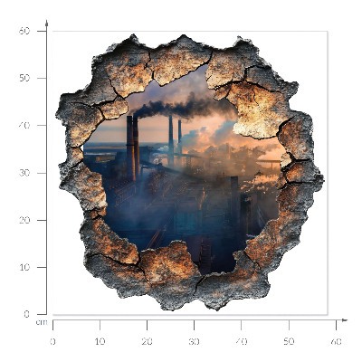 Fototapeta 3D dziura w ścianie 58x60 Przemysłowy krajobraz