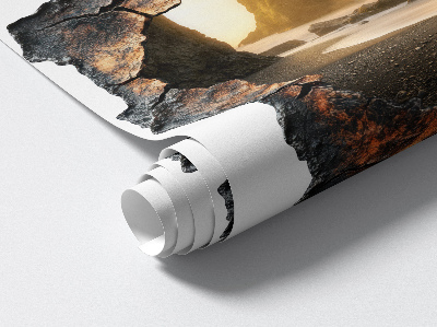 Fototapeta 3D dziura w ścianie 58x60 Wodne skały