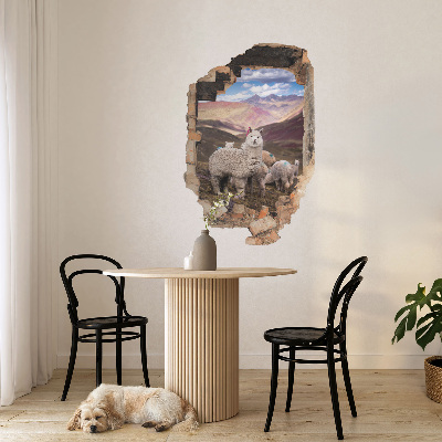 Fototapeta 3D dziura w ścianie 40x60 Alpaki góry
