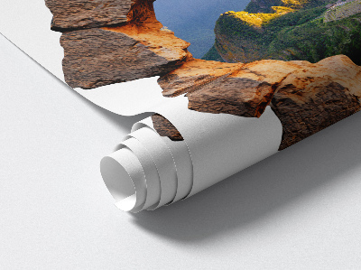 Fototapeta 3D dziura w ścianie 60x60 Skalne okno