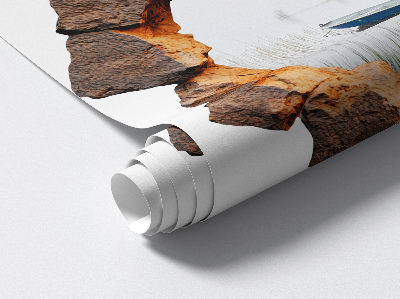 Fototapeta 3D dziura w ścianie 60x60 Kamienne jezioro