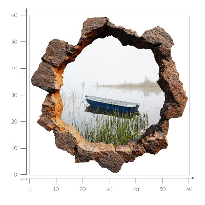 Fototapeta 3D dziura w ścianie 60x60 Kamienne jezioro