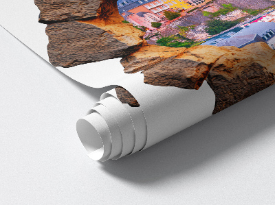 Fototapeta 3D dziura w ścianie 60x60 Kamienne okno