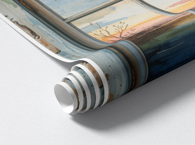 Fototapeta widok z okna 3D 56x60 Okienne akwarele