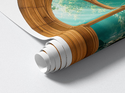 Fototapeta widok z okna 3D 48x60 Tropikalny krajobraz