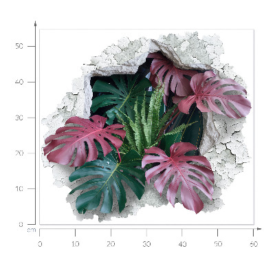 Fototapeta 3D dziura w ścianie 60x54 Tropikalna kompozycja