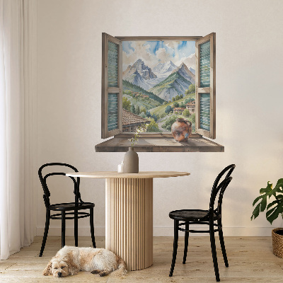 Fototapeta widok z okna 3D 60x55 Górski pejzaż