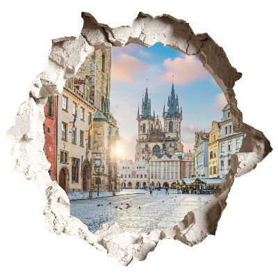 Fototapeta 3D dziura w ścianie 60x57 Rynek miasta