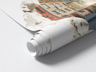 Fototapeta 3D dziura w ścianie 60x57 Rynek miasta