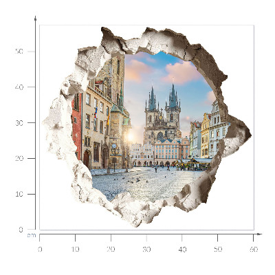 Fototapeta 3D dziura w ścianie 60x57 Rynek miasta