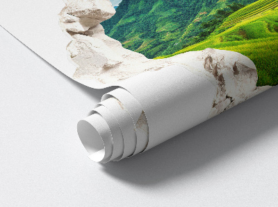 Fototapeta 3D dziura w ścianie 60x57 Zielone tarasy