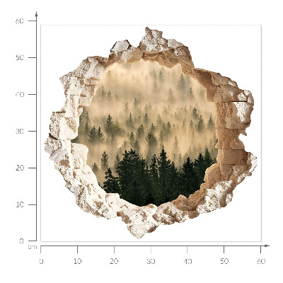 Fototapeta 3D dziura w ścianie 60x58 Mistyczny las