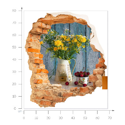 Fototapeta 3D dziura w ścianie 68x80 Wiejski pejzaż