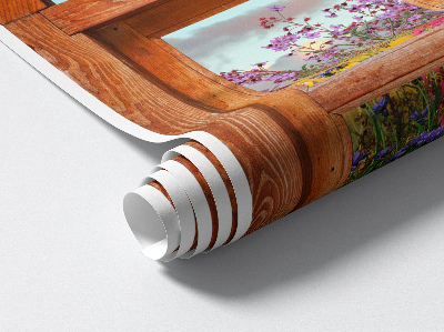 Fototapeta widok z okna 3D 52x80 Kwiatowe okno