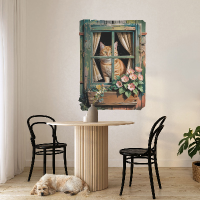 Fototapeta widok z okna 3D 60x80 Kotek w oknie