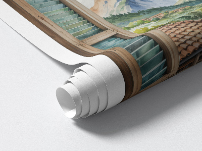 Fototapeta widok z okna 3D 80x74 Górski pejzaż