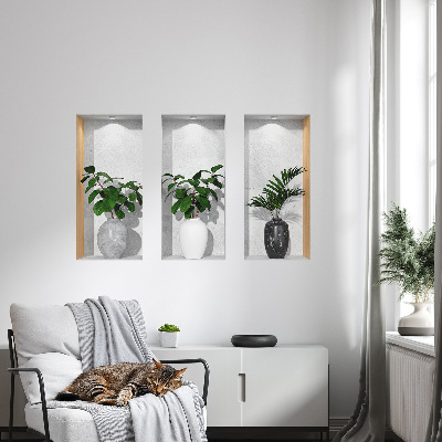 Ozdobna naklejka na ścianę 3D 80x50 Roślinne wnęki