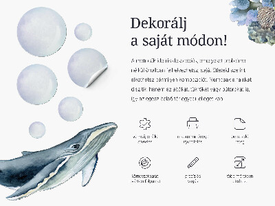 Naklejka na ścianę 100x127 Dinozaur w rysunkowej stylizacji z liśćmi i kwiatami