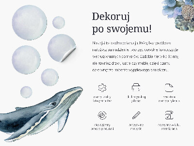Naklejka na ścianę 100x127 Dinozaur w rysunkowej stylizacji z liśćmi i kwiatami