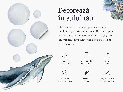 Naklejka na ścianę 100x99 Syrena w rysunkowym stylu z podwodnymi muszlami