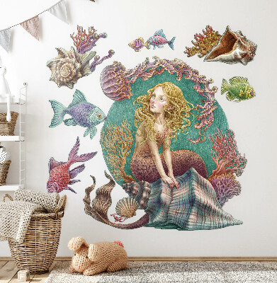 Naklejka na ścianę 100x88 Syrena wśród muszli podwodnych opowieści
