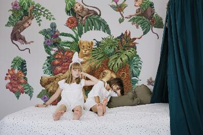 Naklejka na ścianę 100x158 Safari egzotyczne bestie w tropikalnej dżungli rysunkowy styl