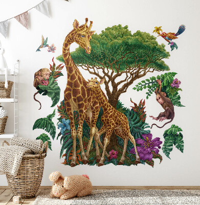 Naklejka na ścianę 100x149 Safari z dzikimi zwierzętami w rysunkowej formie