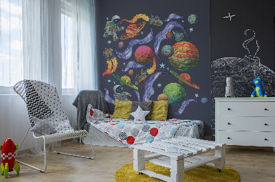 Naklejka na ścianę 100x155 Kosmiczna podróż rakiety z astronautami i planetami