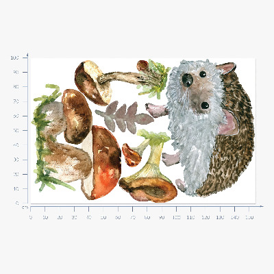 Naklejka na ścianę 100x155 Leśna kompozycja roślin i zwierząt w akwareli