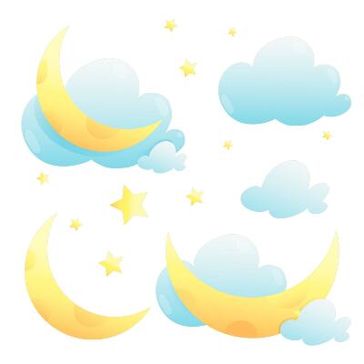 Naklejka na ścianę 100x160 Nocne niebo z subtelnymi księżycem i gwiazdami