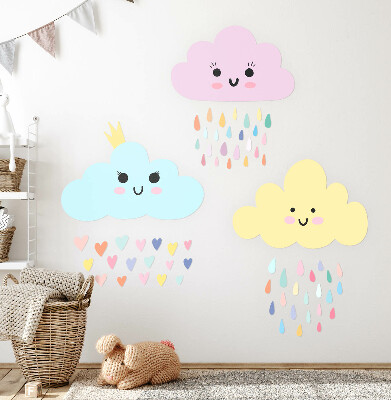 Naklejka na ścianę 100x128 Radosne chmurki z deszczem w pastelowych odcieniach